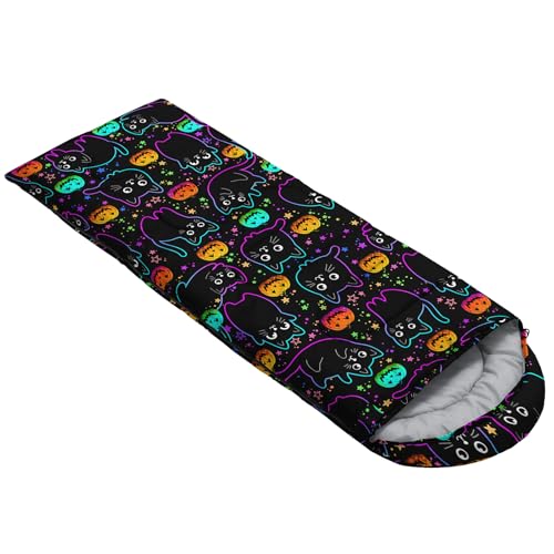 HOSIMA Dear Hunting Pattern Cold Weather Sleeping Bags for Kids Adults. | Black Light Weight Waterproof Sleeping Bags for Outdoors Hiking - color: Black-a