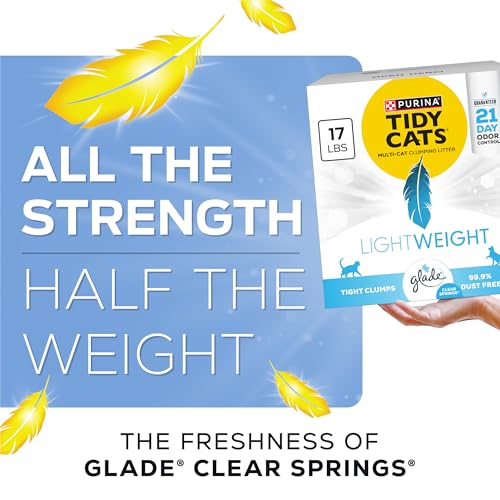 Purina Tidy Cats LightWeight Glade Clear Springs Litter, 17 lb | Glade Scented, tight clumping and low-dust formula offers 21-day odor control for multi-cat homes - size: 17 Pound (Pack of 1)