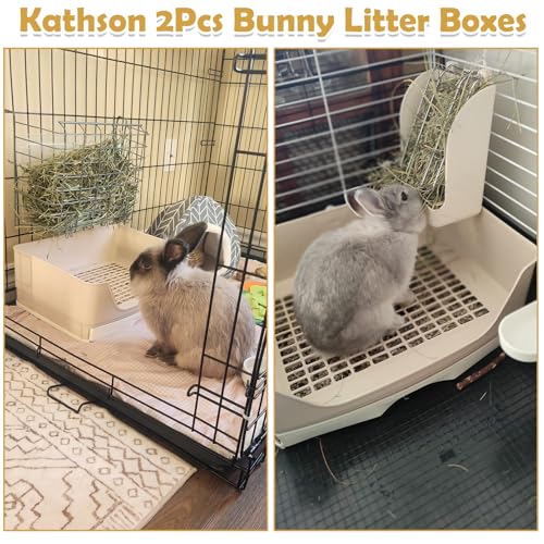 kathson 2PCS Large Rabbit Litter Box Trainer, Potty Corner Toilet with Drawer Bigger Pet Pan for Adult Hamster, Guinea Pig, Ferret, Galesaur, Bunny and Other Animals (Brown) - size: 2PCS, Brown