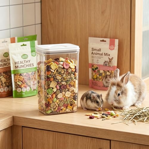 3.4QT Pet Food Containers for Small Animals, Airtight Dog Cat Treat Container with Lid, Ideal for Storage Hamster Rabbit Pellet Food and Bird Seed