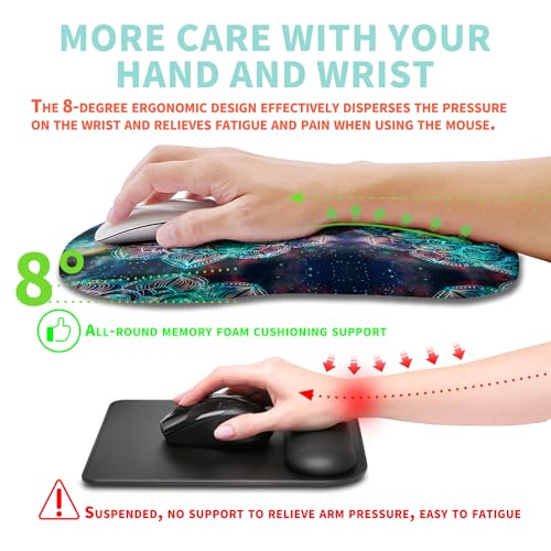 Ergonomic Mouse Pad Wrist Support with Memory Foam Massage Bulge, Carpal Tunnel Pain Relief Mousepad Wrist Rest for Mouse(12x8 inch, Mandala) - color: Kg011-mandala