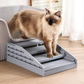 Litter Box Step Cat Ramp Litter Catcher for Cat Litter Boxes Height Adjustable Litter Mat for Small and Senior Cats Washable Water-Proof - Grey