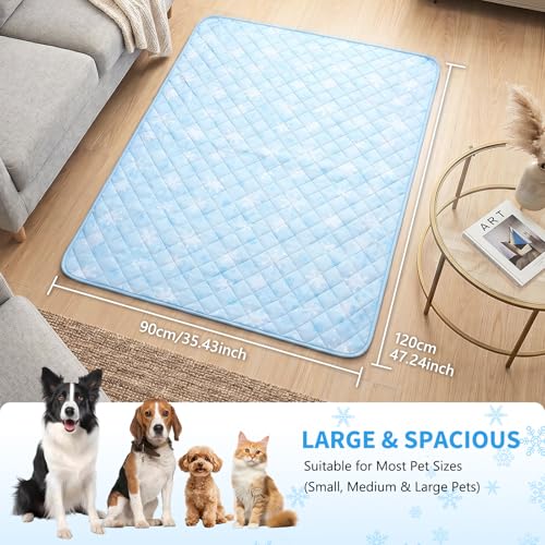 GlowUp Dog Cooling Mat for Dog, 47"x35" Large Cooling Pad for Dogs, Non-Slip Pet Cooling Pad for Summer Indoor/Outdoor Use