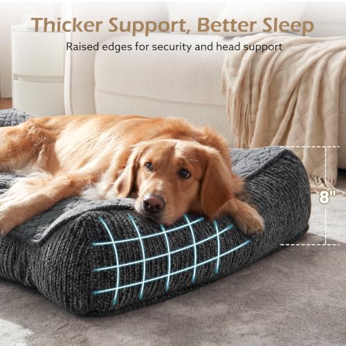JOEJOY XL Orthopedic Dog Beds Large Sized Dog, Extra Thick Supportive Big Dogs Couch Bed with Sides, Ultra Soft Pet Bed Sofa for Large Dogs, Grey, 38''x28'' - color: Grey, size: L Plus(38"L x 28"W x 8"Th)