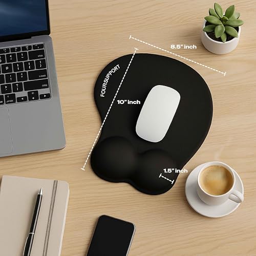 Ergonomic Gel Mouse Pad with Wrist Rest for Pressure-Relief – Orthopedic Style Wrist Support, Physiotherapist Brand 10.1L x 8.5W inches