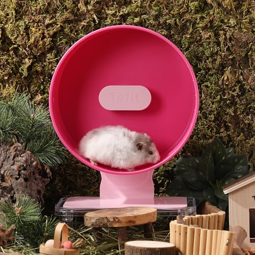 Quiet Hamster Wheel 10.2 Inch Dual-Bearings Silent Small Animals Running Exercise Wheel Height Adjustable for Syrian Hamsters, Gerbils, Rats, or Other Small Pets, Raspberry Pink - color: Raspberry Pink, size: 10.2inch