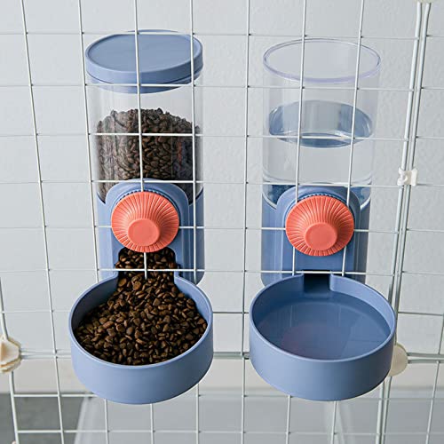 Pet Hanging Automatic Feeders Drinking Bowls 33.8oz, Auto Gravity Pet Feeding Water Set, Cage Pet Feeding Bowls Dispenser for Cats Dogs Puppy, Rabbit Hamsters Chinchilla Hedgehog (Blue-Water) - color: Blue-Water