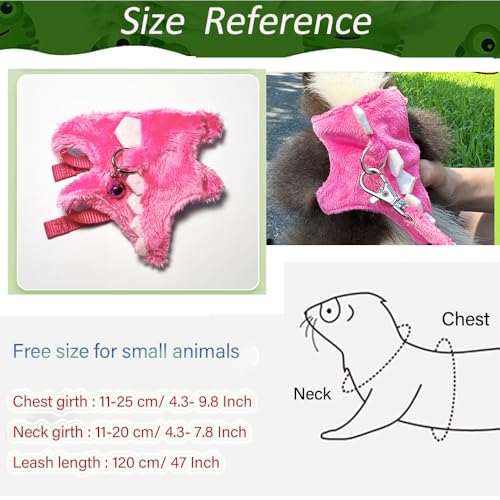 Ferret Harness and Leash Set Small Animals Vest Harness with Safe bell Dinosaur Shaped Walking clothes for Baby Rabbit Guinea pig Teacup Chihuahua Mouse and other small pet. (Pink Dinosaur) - color: Pink Dinosaur