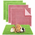 4 Pcs Guinea Pig Cage Liner 12 x 12 Inch Washable Chenille Pee Pads Pet Dog Cat Bedding Training Mat Reusable for Small Animals Puppy Bunny Hamster Chinchilla - color: Green Pink, size: 12 x 12 Inch, style: Low Pile Chenille