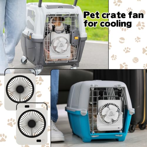 2 Pack Pet Crate Fan for Cooling Dogs, 6.5 x 5.3 Inch USB Clip-on Fan for Dog Crates, Cat Cages, Travel Carriers, Small Animal Enclosures, Black Quiet Fan with Flexible Clamp