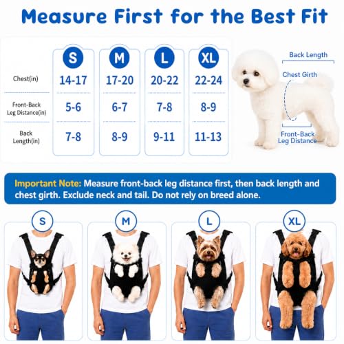 Mosago Dog Backpack Carrier with Thick Padded Bottom Support, 7–11 lbs | Adjustable Pet Front Carrier, Legs-Out Chest Carrier for Small to Medium Dogs, Easy Fit for Walking/Hiking/Camping/Traveling - size: L