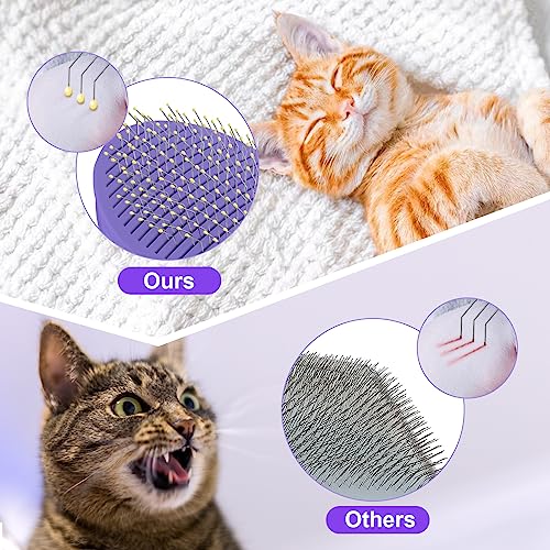 Cat Brush for Grooming and Shedding, Self-Cleaning Silicone Brush for Short and Long Haired Cats, Cat Gifts for Pet Lovers (purple) | For Indoor Cats,Removes Loose Hair,Reduces Shedding,Soft Rounded Tips,Ergonomic Silicone Handle,Gentle Massage,Easy Groom