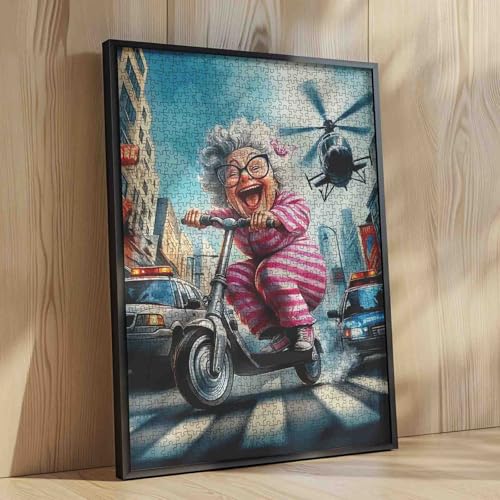 Crazy Old Woman 1000 Piece Jigsaw Puzzles for Adults Laughing Ladies Painting Jigsaw Puzzle Planes and Cars 1000 Pieces Puzzles 20''x27”inch DIY Craft Puzzle Art Home Wall Decor Family Challengings - color: Artwork-21