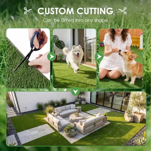 whitefeather Artificial Grass for Dogs Potty – Indoor Dog Pee Pad with Non-Slip White Rubber Base, Easy Clean Fake Grass for Small Dogs, DIY Cuttable Turf for Apartments (2'*3') - size: 2'*3'
