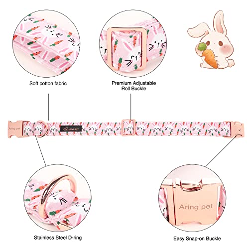 ARING PET Easter Dog Collar-Cute Rabbit Dog Collar with Sailor Bowtie, Cotton Adjustable Carrots Dog Collars with Metal Buckle - color: Easter-Pink Rabbit, size: X-Small (Pack of 1)