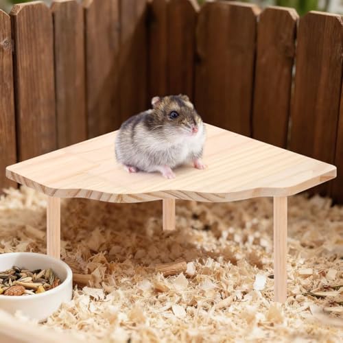 2-Piece Set Hamster Play Wooden Platform for Dwarf Syrian Hamsters Gerbils Mice Degus or Other Small Pets