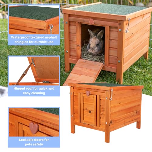 TRIXIE natura XS Small Animal House - Outdoor/Indoor Rabbit Hideout with Hinged Roof & Raised Floor - Solid Wood House with Entry Ramp, Weather-Resistant Home for Bunnies & Guinea Pigs - Brown - color: Brown, size: 16.5 x 20.1 x 16.9