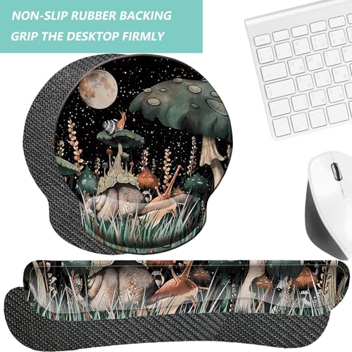 Keyboard Wrist Rest Pad Mouse Pad with Wrist Support Set of 3, Mousepad with Non-Slip Rubber Base, Ergonomic Memory Foam Mouse Wrist Cushion Support for Home Office Laptop Computer Gaming, Snail - color: Snail