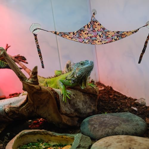 4 Pack Bearded Dragon Hammock with Suction Cup, Reptile Hammocks | Lounger Suitable for Resting or Sleeping, Fabric Reptile Hammock for Lizards, Chameleon and Gecko (Rectangle and Triangle) - color: Black and Green