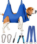 Kkiimatt Pet Dog Grooming Hammock Harness, Dog Nail Hammock, Hanging Harness Nail Trimming,Grooming Sling Holder Helper for Clipping/Cutting,Hanger Restraint Bag with Nail Trimmer. - color: Blue, size: L/Under 56 lb