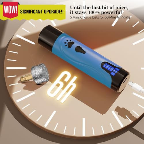 Dog Nail Grinder, Dog Nail Trimmers and Clippers Kit, Super Quiet, Rechargeable, for Small Large Dogs Cats Toenail Claw Grooming,3 Speeds - color: Lake Blue