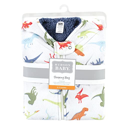 Hudson Baby Unisex Baby Mink with Sherpa Inner Sleeping Bag, Sack, Blanket, Dinosaurs, 6-12 Months - color: Dinosaurs, size: 6-12 Months
