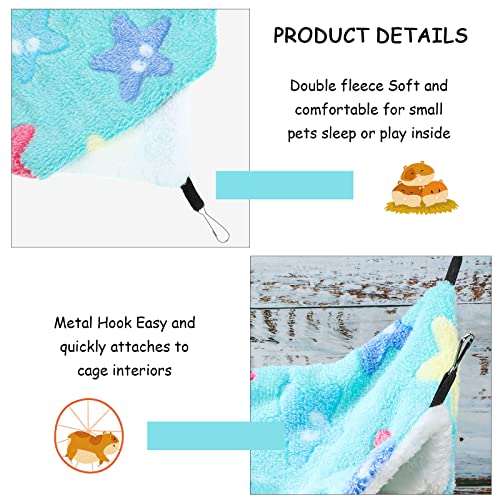BOAO 2 Pcs Guinea Pig Rat Hammock Guinea Pig Hamster Ferret Hanging Hammock Pig Accessories for Small Animals Chinchilla Parrot Sugar Glider Ferret Squirrel - color: Blue, Pink
