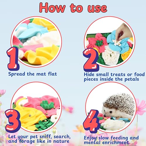 Foraging Mat for Hedgehog Enrichment Toys, Hedgehog Toys for Cage, Interactive Feeding Toy for Small Pet, Rabbit Foraging Mat, Hedgehogs Accessories, Guinea Pig Toy (Green, 17.7x9.8in) - color: Green