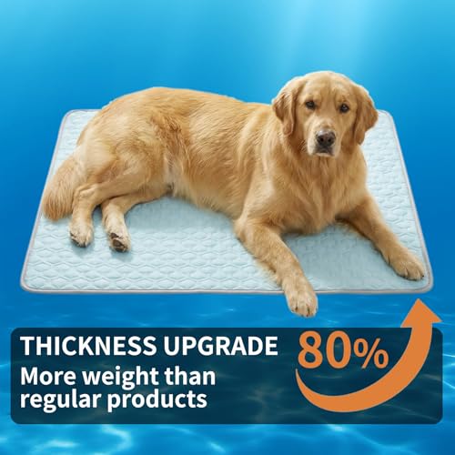 HAOMAIJIA Pet Cooling Mat for Dogs Thick Soft Washable Dog Cooling Mat Indoor Upgrade Waterproof Non-Slip Self Cooling Pad for Dog and Cat (Sky Blue, 39'' x 59'' XX-Large) - color: Sky Blue, size: 39'' X 59'' (XX-Large)