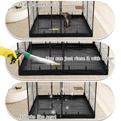PJYuCien Square Playpen Bottom Pad for 32'' Width 8 Panel Pen, Black | Protect Floor, Easy to Move and Clean, Perfect for Puppy, Duck, and Other Small Animals, Hook Connect - style: 8-Panels 31.3"W