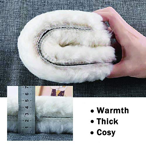 Bacophy 2 Pairs Genuine Thick Sheepskin Fleece Insoles for Women, Premium Warm Fluffy Wool Replacement Cozy Breathable Inner Soles for Shoes Boots Slippers Women Size 6 - size: 6 M US WOMEN