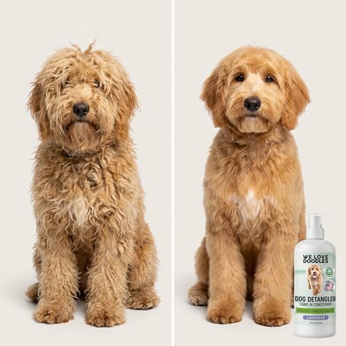 Large Slicker Brush & Lavender Detangler Spray Pack, Dog Grooming at Home | Best Brush For Long Haired Dogs, Dematting Comb & Detangling Spray For Goldendoodle Coats, Puppy Matting Grooming Supplies - size: Large Slicker & Detangler
