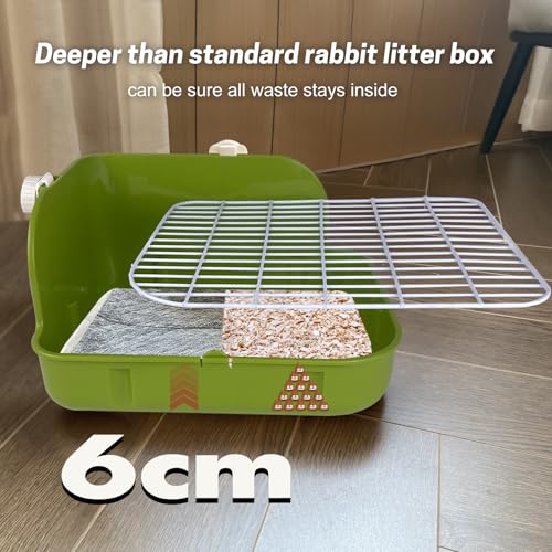 Rabbit Litter Box, Bunny Litter Box, Guinea Pig Potty Trained, Square Small Animal Toilet Potty Pan for Rabbit Guinea Pig Ferret Hamster Chinchilla (Grass Green) - color: Grass Green