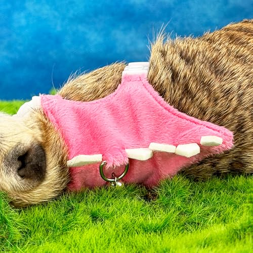 Ferret Harness and Leash Set Small Animals Vest Harness with Safe bell Dinosaur Shaped Walking clothes for Baby Rabbit Guinea pig Teacup Chihuahua Mouse and other small pet. (Pink Dinosaur) - color: Pink Dinosaur