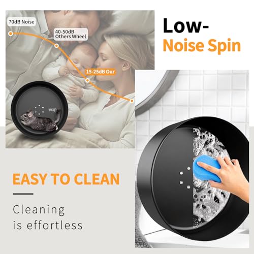 15" Aluminum Alloy Silent Chinchilla Exercise Wheel | Noiseless Running Wheel for Chinchilla, Rat, Hedgehogs, Squirrels and Small Pets (Black) - color: Black