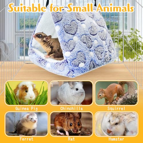 PINVNBY Rat Hammock Bed Soft Guinea Pig Hideout Bed Hanging & Washable Hamster Toy Ferret Cage Accessories for Squirrel Sugar Glider Chinchilla Rat (Purple)