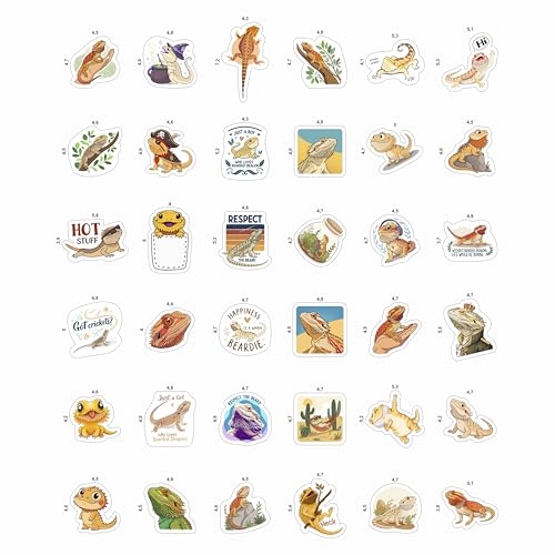 100Pcs Bearded Dragon Stickers for Water Bottle - Bearded Dragon Party Supplies - Gift for Women & Men - color: Bearded Dragon Stickers