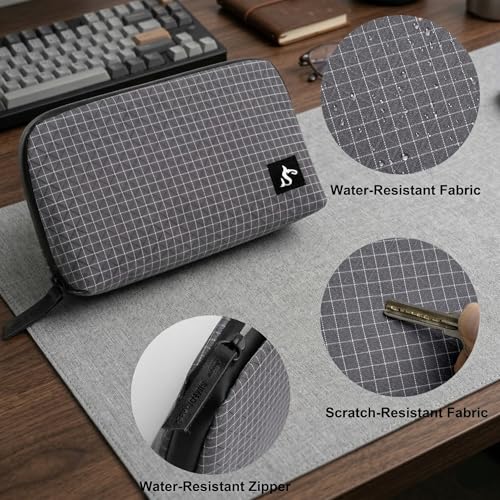 simtoper Small Electronics Organizer Travel Case – Slim Travel Cable Pouch for Small Tech Accessories, Cords, Chargers, Earbuds – Lightweight Mini Tech Bag for Backpack, Business, Travel - color: Black Plaid, size: Small