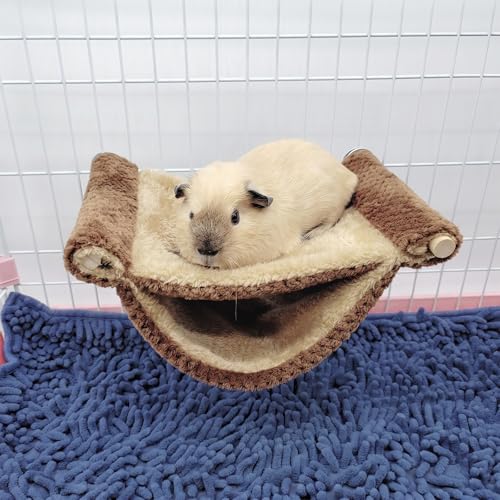 2 Pack Guinea Pig Hammock, Double Layer Rat Bed Soft Plush Hanging Pet Rat Cage Accessories for Squirrel Hamster Small Guinea Pig