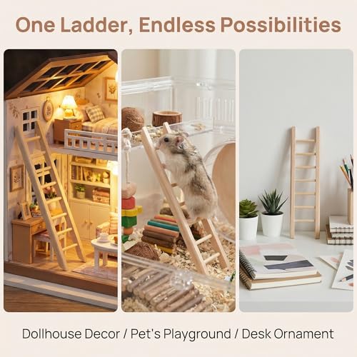 2pcs Mini Wooden Ladder Pet Toy Bridge Climbing Toy Dollhouse Furniture - Ideal for Dollhouses, Miniature Decor & Small Pets Animals Like Hamsters