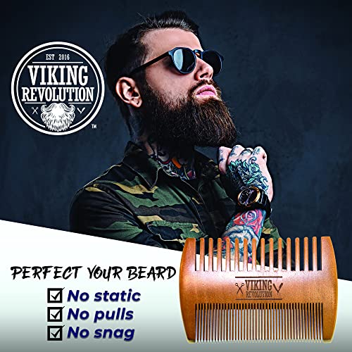 Viking Revolution Wooden Beard Comb and Case - Pocket Comb - style: Beard Comb
