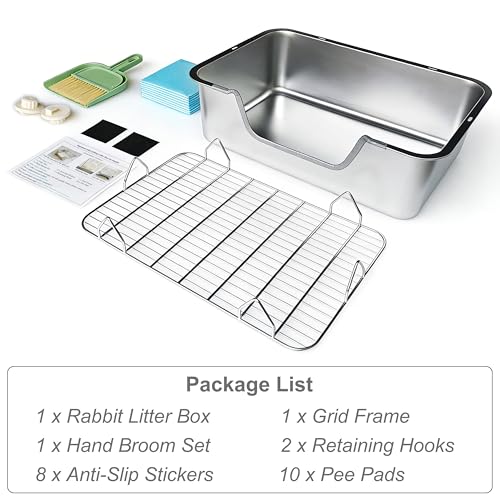 Stainless Steel Sifting Litter Box for Rabbit (XL) - size: X-Large