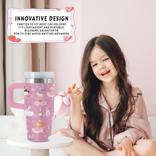 Dance 14 oz Water Bottle, with Handle Straw, Insulated Coffee Cup | 14oz Stainless Steel Travel Sports Tumbler, Reusable Leak proof Vacuum Mug, Christmas Birthday Dancers Gift for Daughter - color: Dance