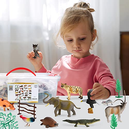 100Piece Set of Animals Figures & Accessories in Storage Container