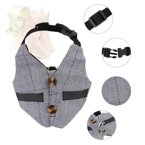 Rabbit Vest Harness and Leash Set Adjustable Formal Suit Style for Bunny Kitten Small Animal Walking (L) - size: L