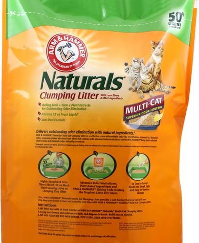 ARM & HAMMER Naturals Clumping Cat, Litter Odor Control, Multi Cat Litter, 18 lb. Bag (Pack of 2) - size: 18 Lbs (Pack of 2)