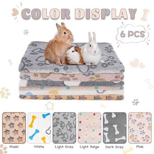 6 Pack Guinea Pigs Fleece Blankets, Soft Plush Mats for Rabbits Hamsters, Washable Small Pet Cage Bedding, Cozy Burrow & Snuggle Cover for Puppies Kittens Travel (26 x 14 Inch, Dark Color) - color: Dark Color, size: 26x14 Inch /6 Packs