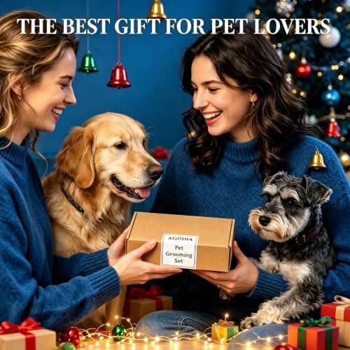 5 in 1 Pet Grooming Kit 5PCS,Large Dog Brush for Goldendoodles Poodles Doodles,Dematting Comb, Metal Comb, Flea Comb, Silicone Bath Brush Pin Haired Brush,Poodle Brushes and Comb（blue）