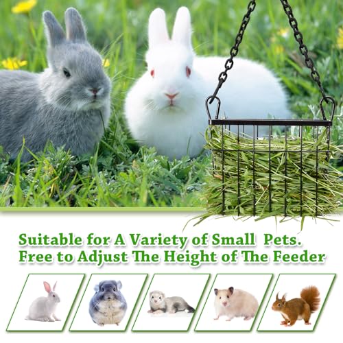 SANGLE SOPFFY Rabbit Feeder and Bunny Food Bowl with Hay Rack for Guinea Pigs, Chinchillas,Holland lop Bunny - Pet Hay Dispenser&Multifunctional Pellet Food Dish - color: black-2