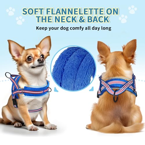 SlowTon No Pull Small Dog Harness and Leash Set with Front Clip | Soft Padded, Neck & Chest Adjustable, Lightweight, Anti-Twist, Puppy Vest Harness Pet Lead Combo for Small Medium Dog, DBL S - color: Dark Blue, size: Small